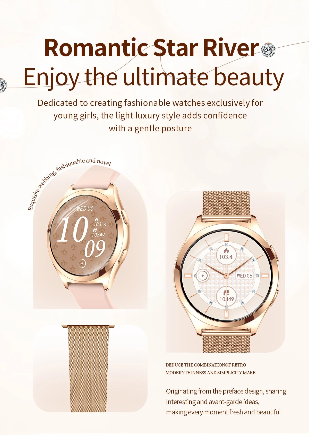 Montre Connectée Femme Luxe 1.27" Boussole IP68 | MDN Store