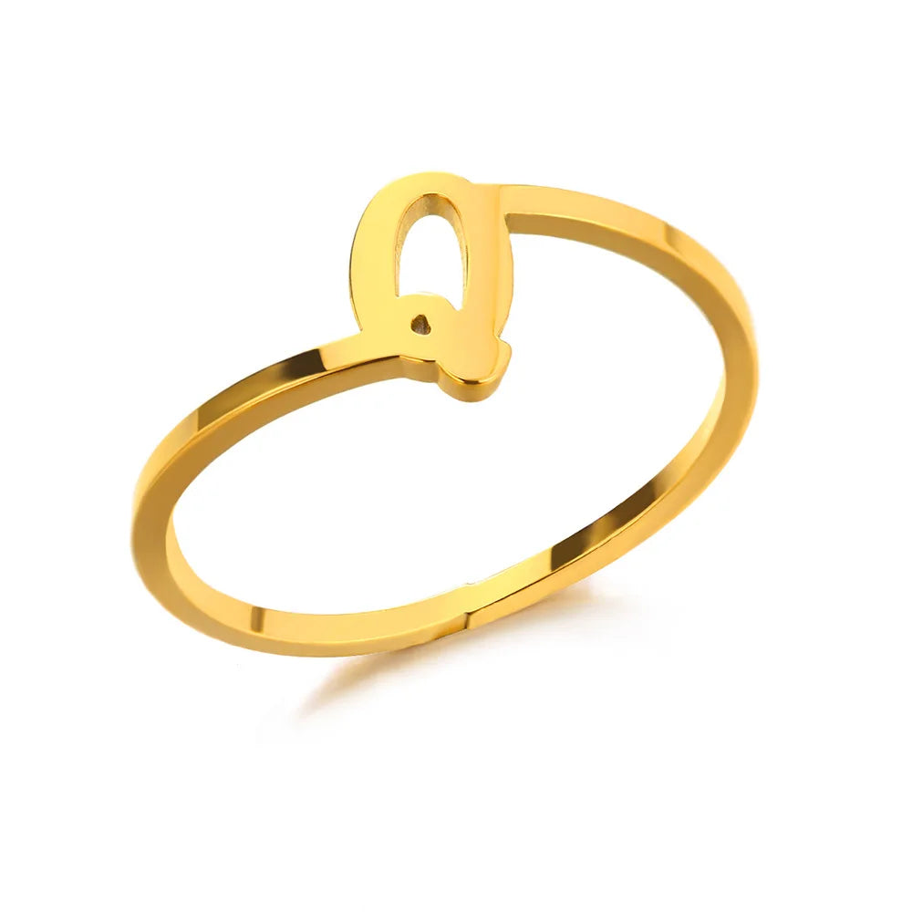 Bague Initiale Lettre A-Z Acier Doré | MDN Store
