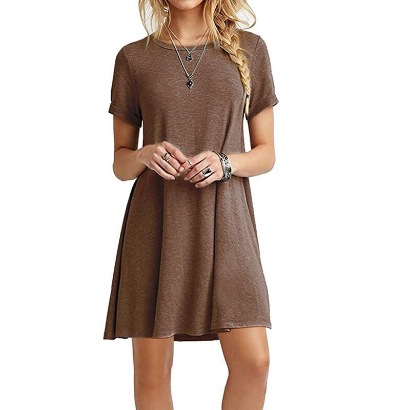 Robe T-Chemise Imprimee Vintage Col Rond Manches Courtes | MDN Store