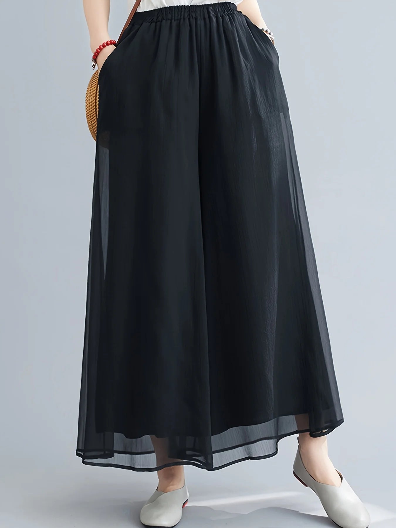 Pantalon Femme Double Couche Mousseline Bleu | MDN Store