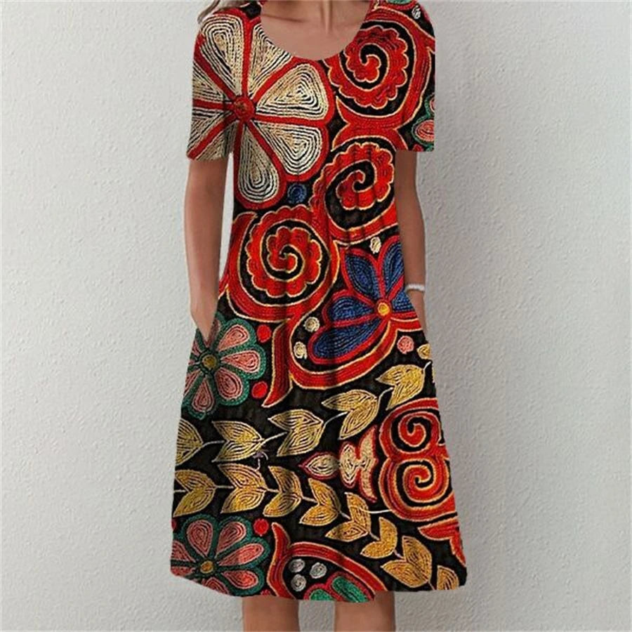 Robe Élégante Femme Manches Courtes Decontractee | MDN Store