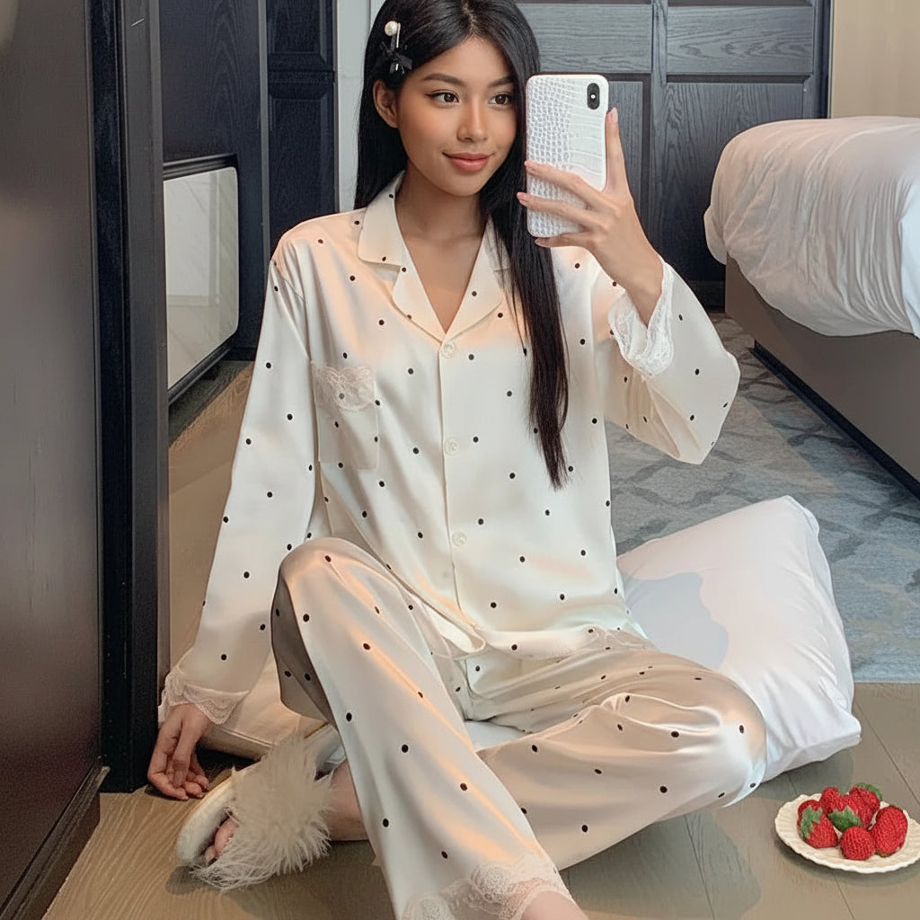 Pyjama Satin Soie Uni 2 Pièces | MDN Store