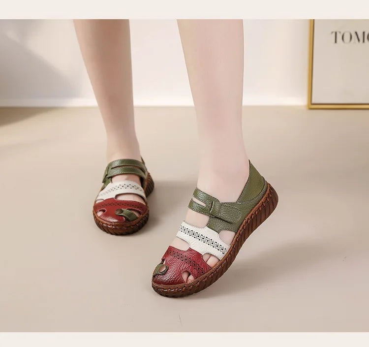 Sandales Cuir Plates Bout Fermé Lorilury | MDN Store