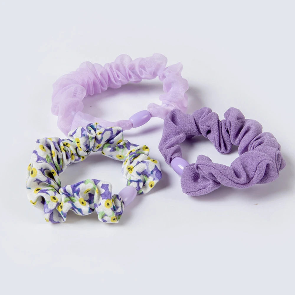 Lot de 3 Chouchous Satin à Motifs Fleurs - Élastiques Cheveux | MDN Store
