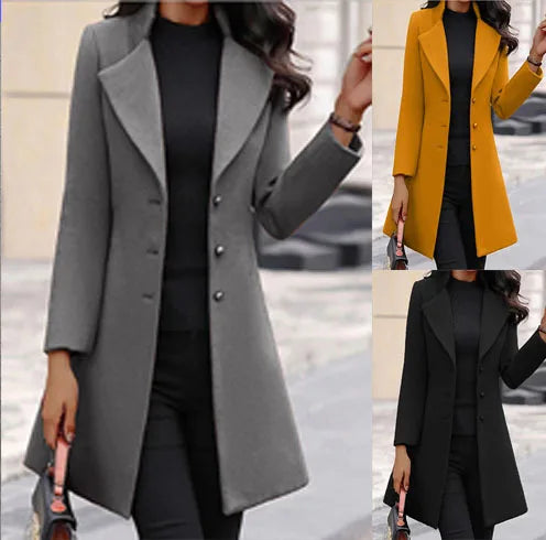 Manteau Femme Laine Mi-Long Coréen - Coupe Élégante Hiver Chaud Style Européen | MDN