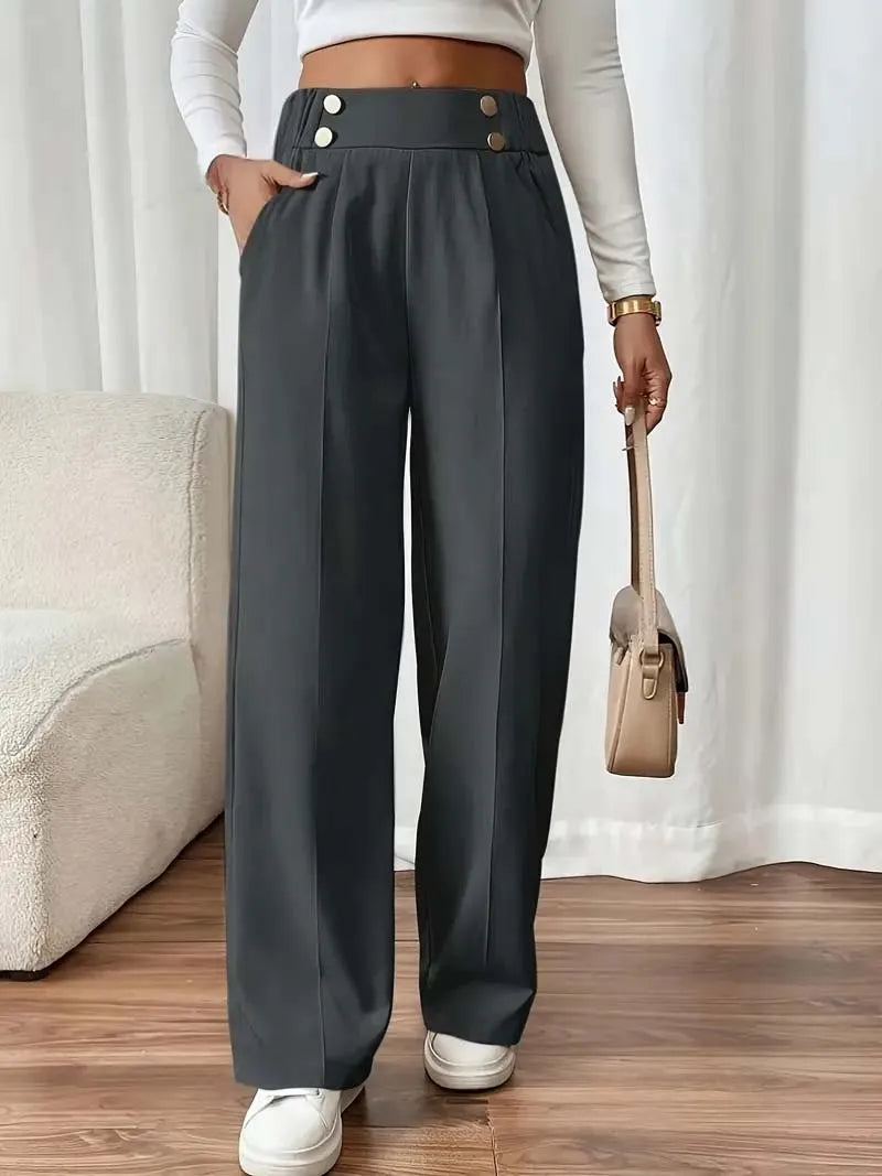 Pantalon Large Femme Fluide Minimaliste Kaki | MDN Store