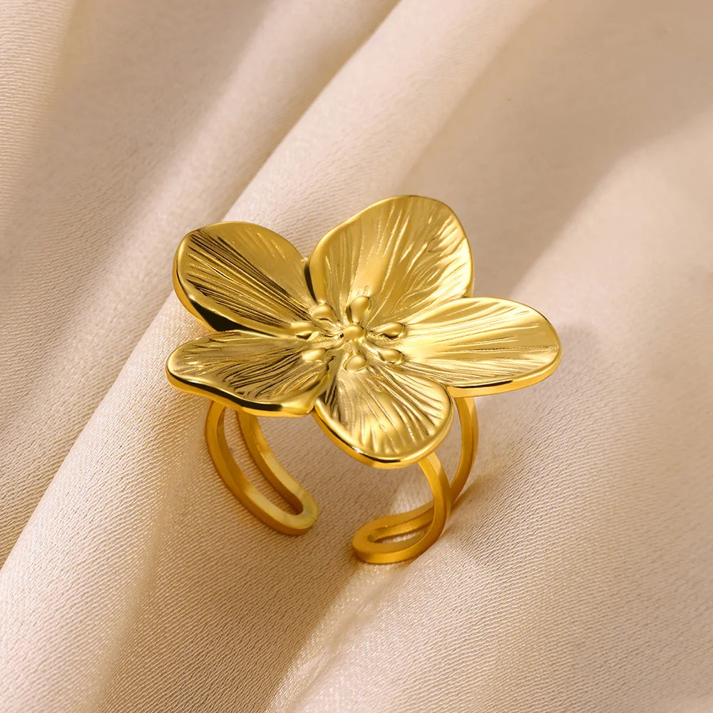 Bague Géométrique Acier Doré Ajustable | MDN Store