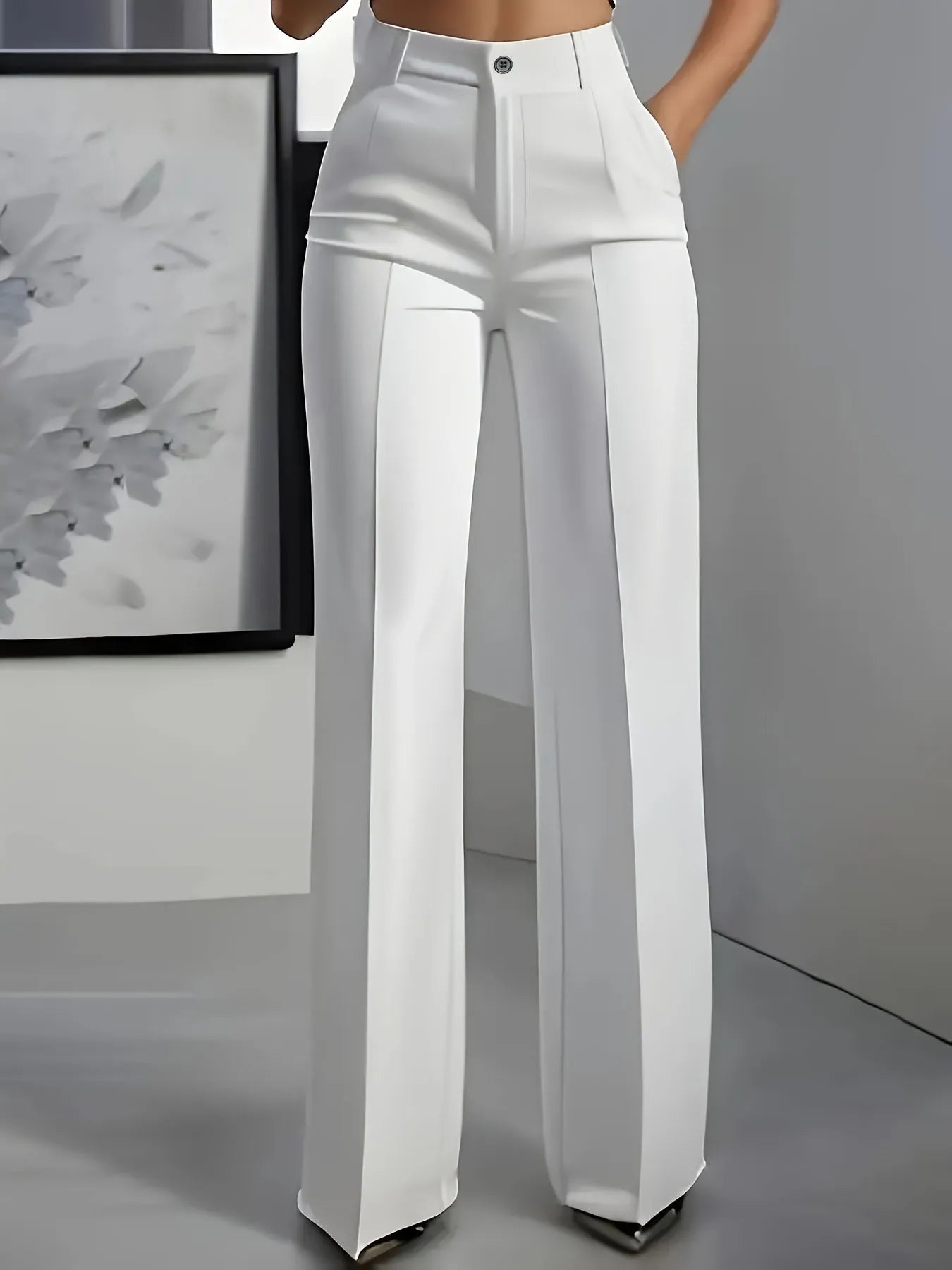 Pantalon Femme Taille Haute Drapé Coupe Droite Élégant | MDN