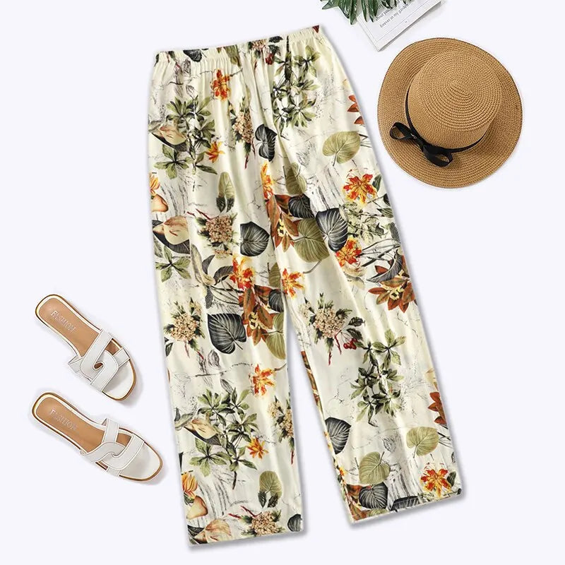 Pantalon Femme Décontracté Ample Jambe Grande Plage Ete Taille | MDN Store