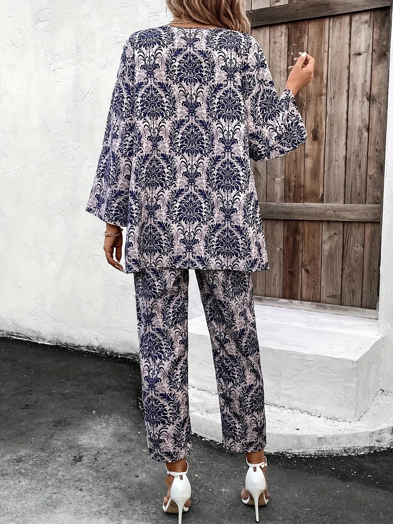 Ensemble Blazer Cardigan & Pantalon Court Bleu | MDN