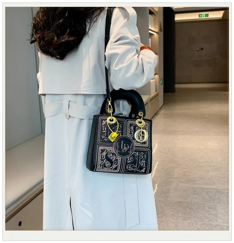Sac à Main Femme Broderie Royale Poignée Supérieure Bandoulière - MDN