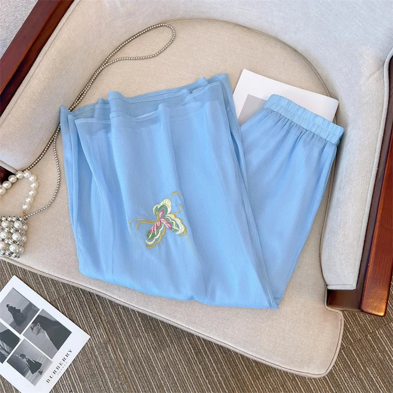 Pantalon Jupe Mousseline Brodé Femme | MDN Store