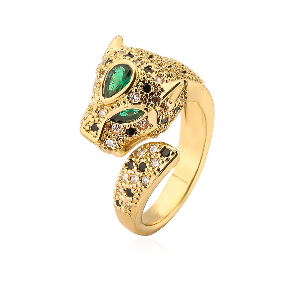 Bague Léopard Animal Punk Or Zircon Femme | MDN