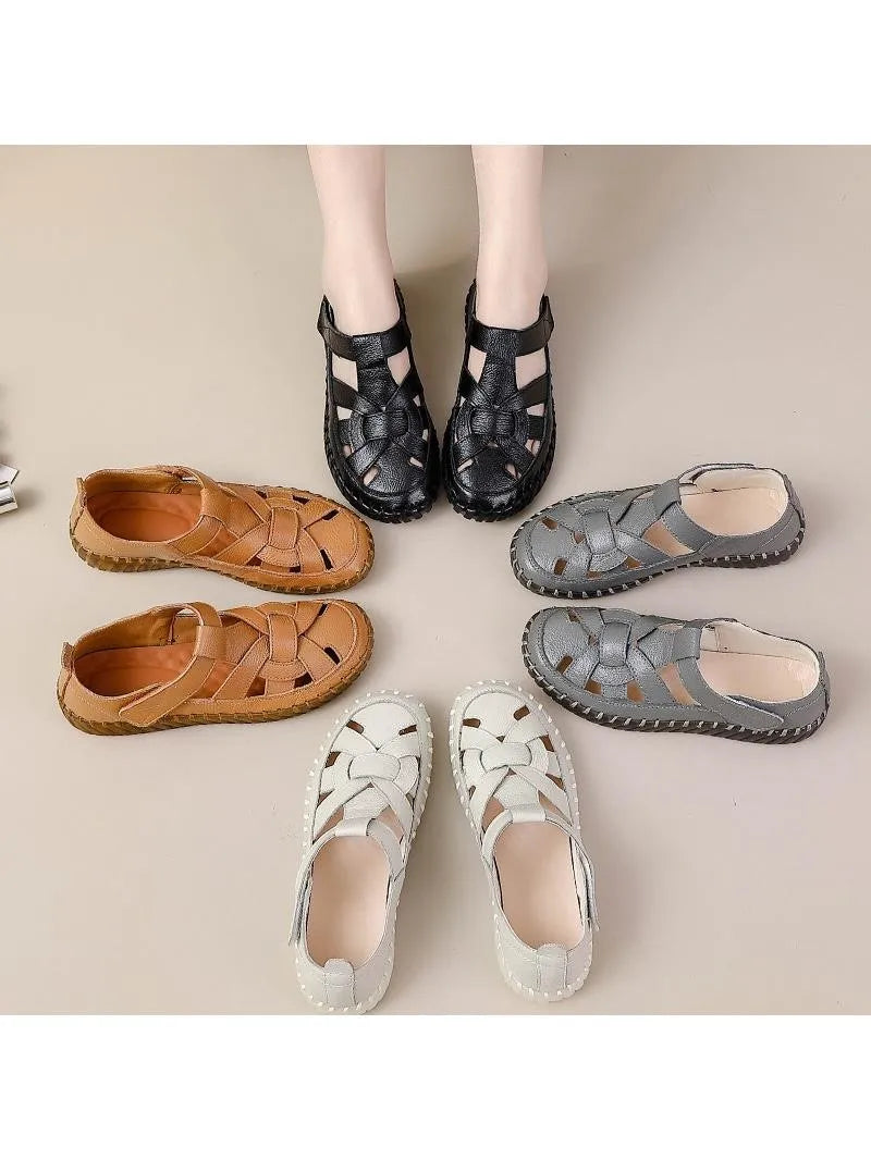 Sandales Talons Carrés Cuir Brodées Lorilury | MDN Store