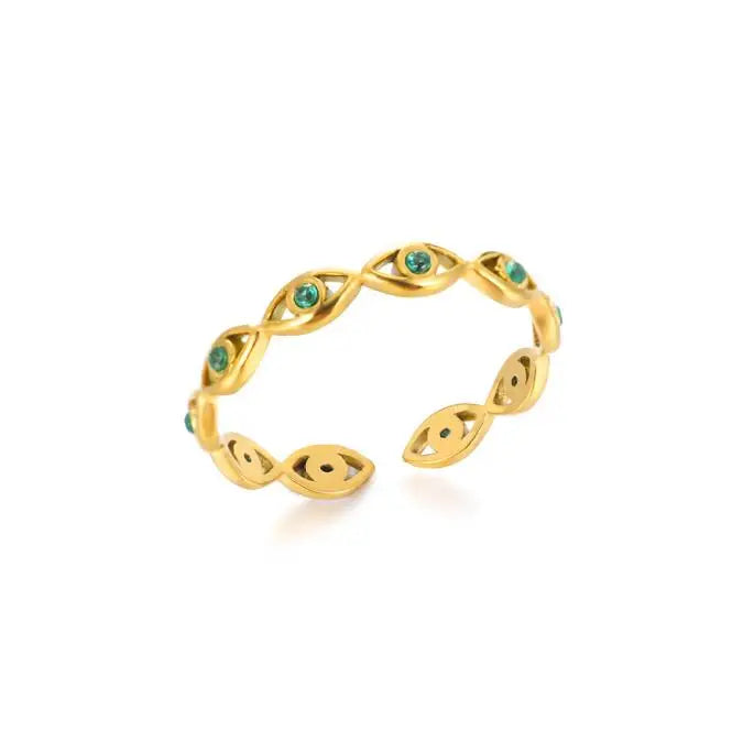 Bague Géométrique Acier Doré Ajustable | MDN Store