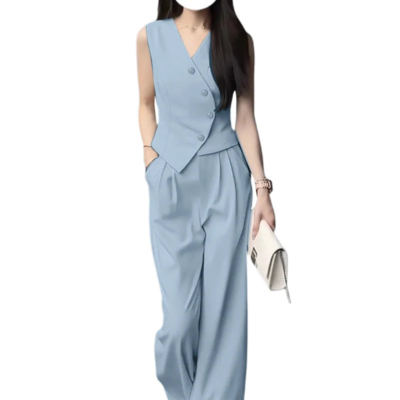 Ensemble Débardeur & Pantalon Large Bleu Bureau | MDN Store