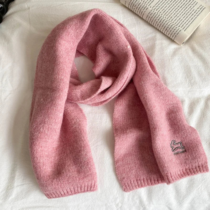 Écharpe Laine Lapin Brodé Beige | MDN Store