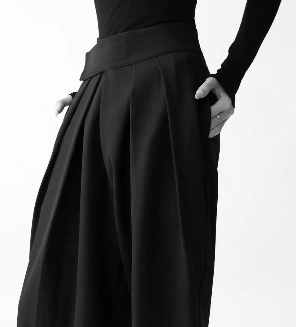 Pantalon Costume Noir Femme Homme Taille Haute - Unisexe Bureau Minimaliste Y2K | MDN