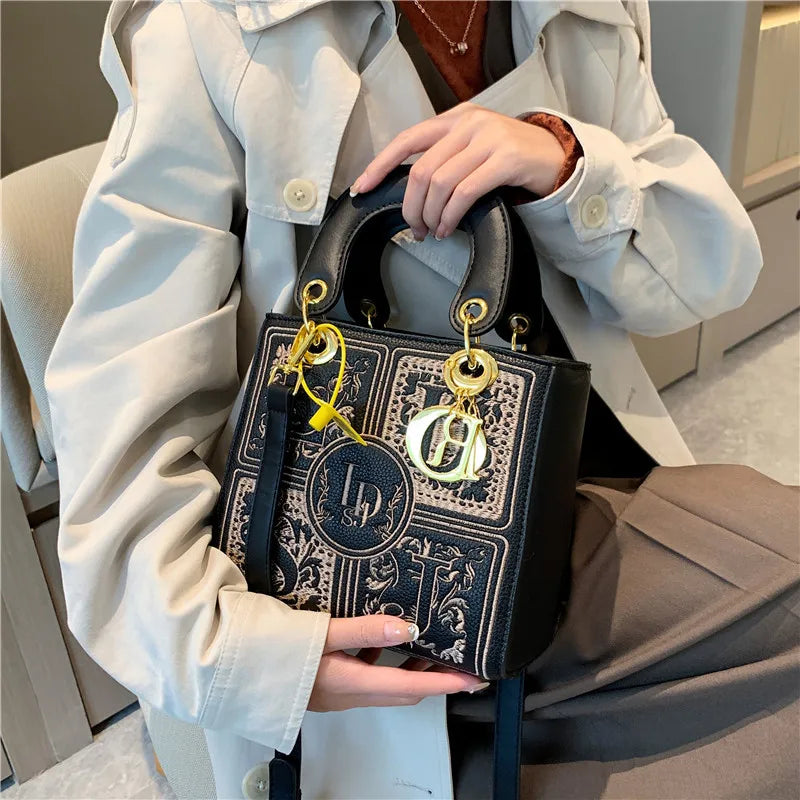Sac à Main Femme Broderie Royale Poignée Supérieure Bandoulière - MDN