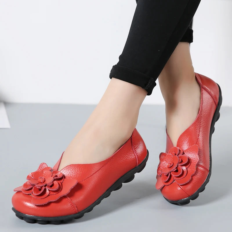 Ballerines Cuir Fleur Élégantes Grande Taille | MDN Store