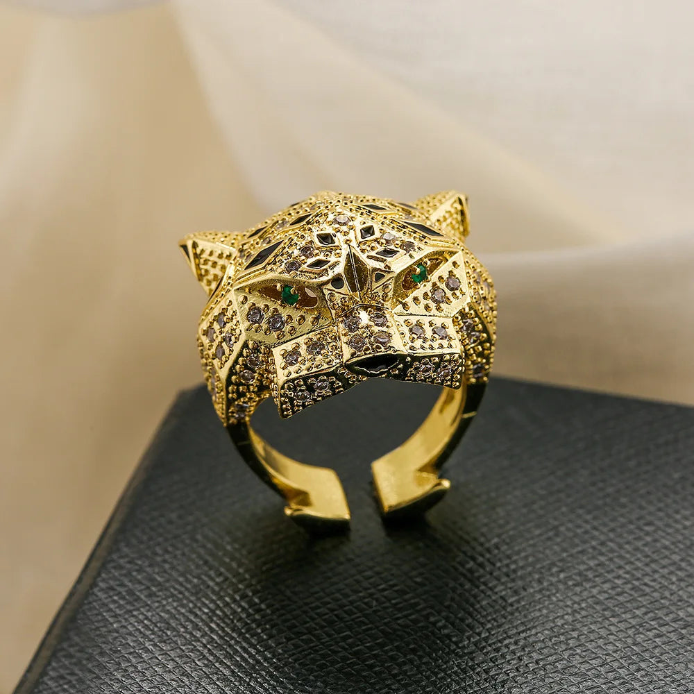 Bague Léopard Animal Punk Or Zircon Femme | MDN