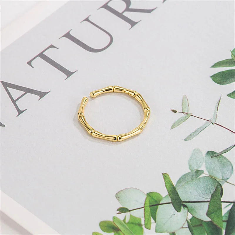 Bague Bambou Minimaliste Ajustable Femme | MDN