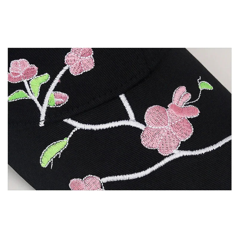 Casquette Bec de Canard Broderie Fleur de Prunier Femme Reglable | MDN Store 25