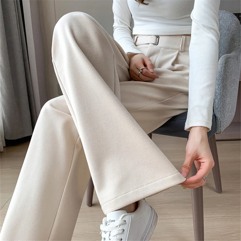 Pantalon Laine Large Femme Boutons Milk Tea | MDN Store