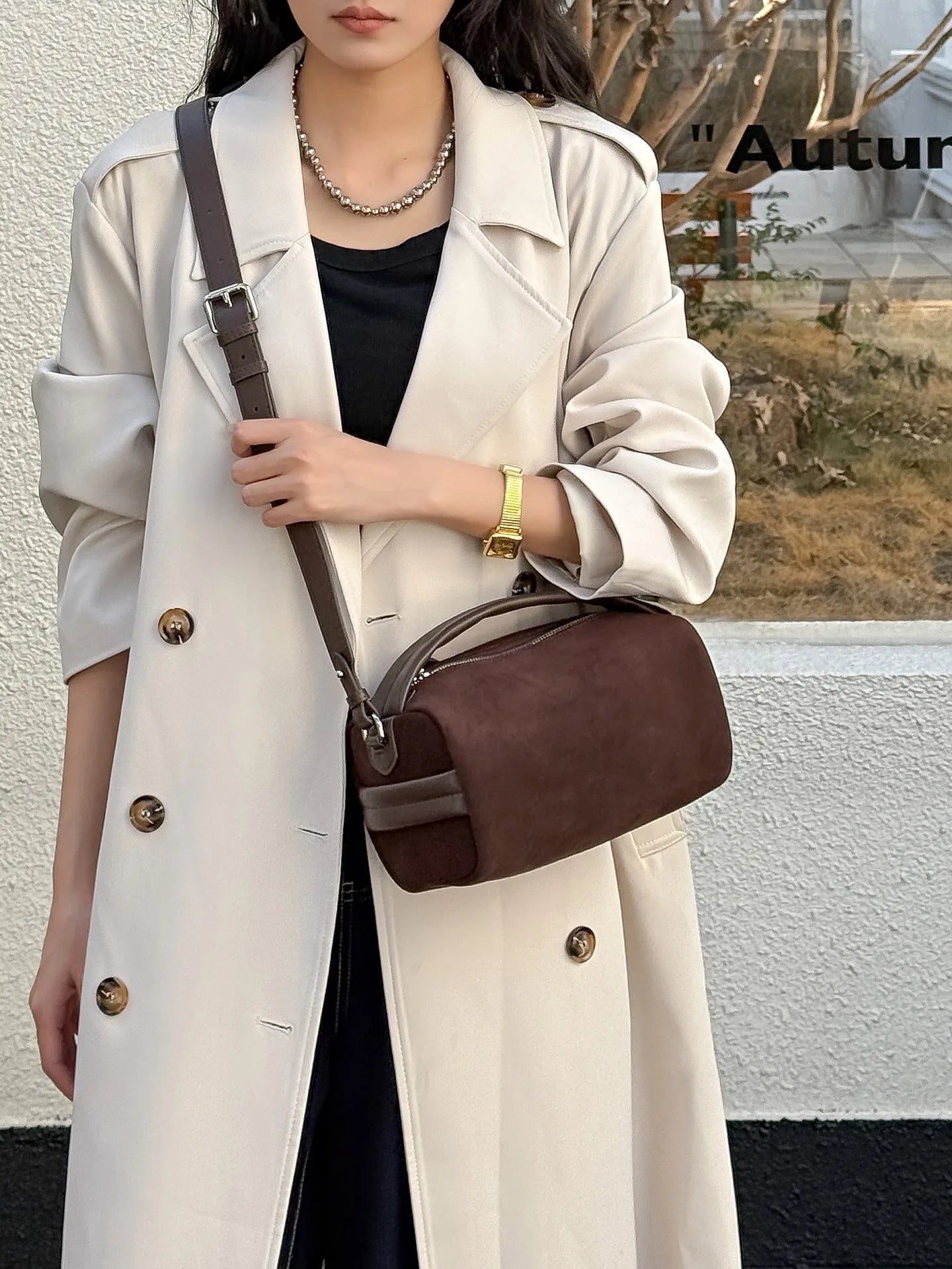 Sac Bandoulière Cylindrique Femme Cuir Véritable MDN - Luxe Designer