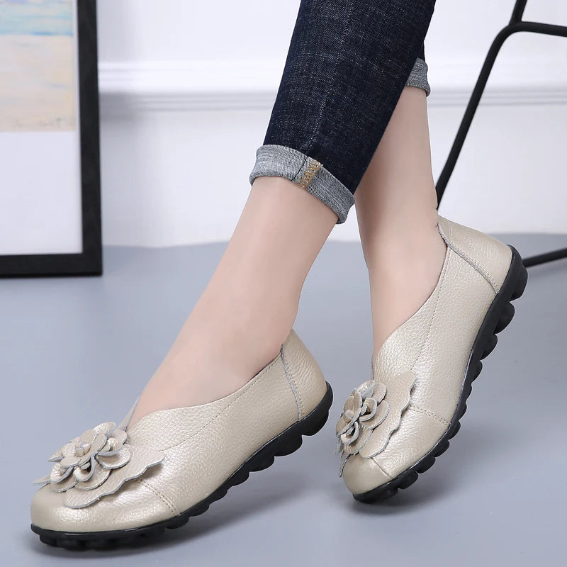 Ballerines Cuir Fleur Élégantes Grande Taille | MDN Store