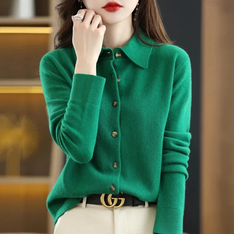 Cardigan Femme Col Polo Loose Fit Tricot Doux 9 Coloris S-XXL | MDN Store