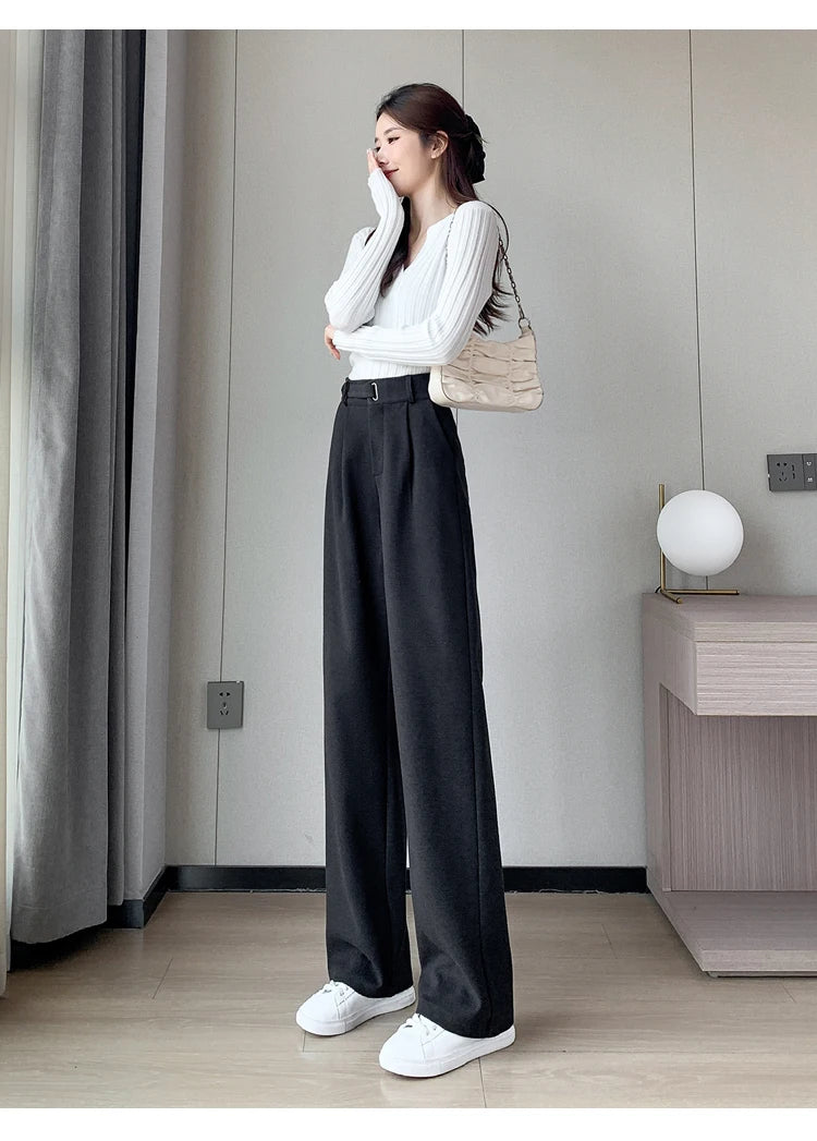 Pantalon Laine Large Femme Boutons Milk Tea | MDN Store