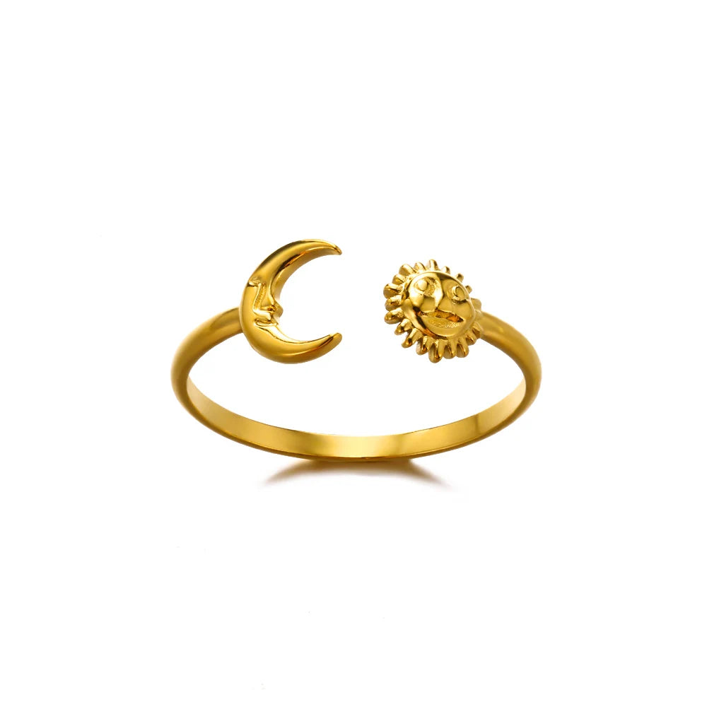 Bague Géométrique Acier Doré Ajustable | MDN Store