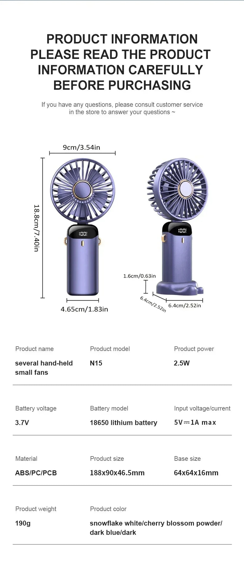 Mini Ventilateur de Cou Portable USB 5 Vitesses 1800mAh Ecran LED | MDN Store 25