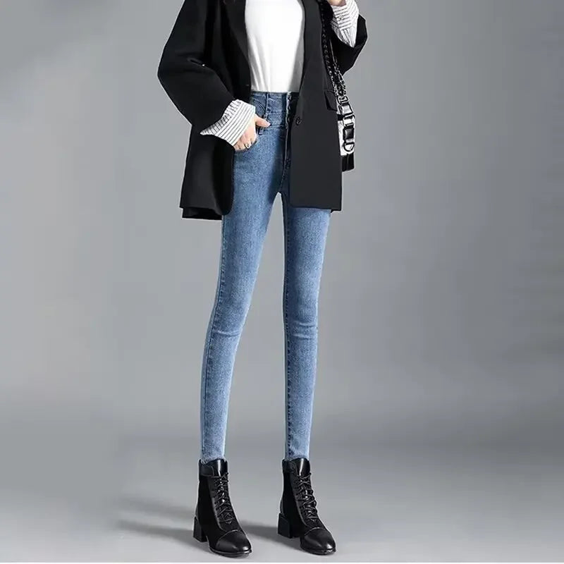 Jean Skinny Femme Doublé Polaire Bleu | MDN Store