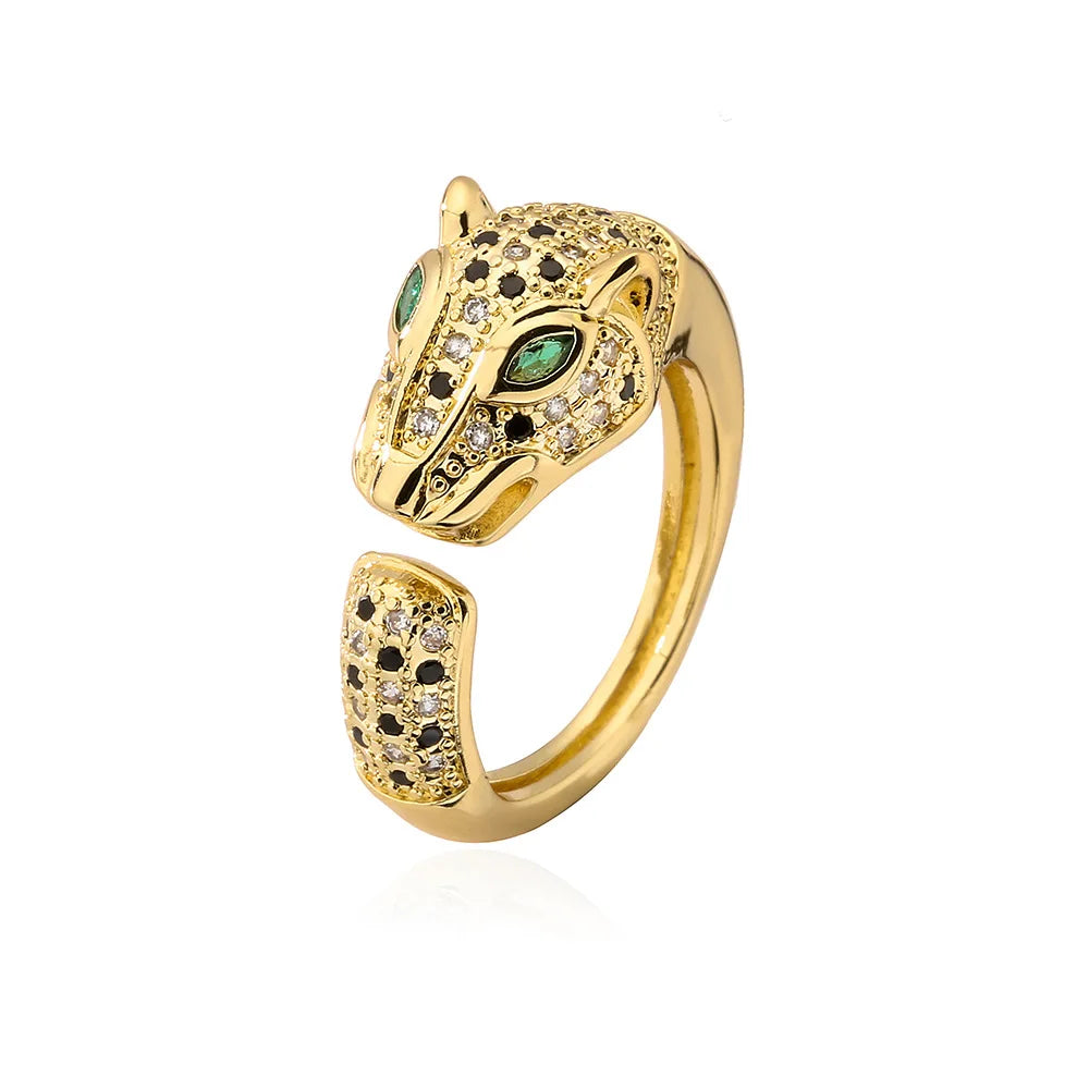 Bague Léopard Animal Punk Or Zircon Femme | MDN