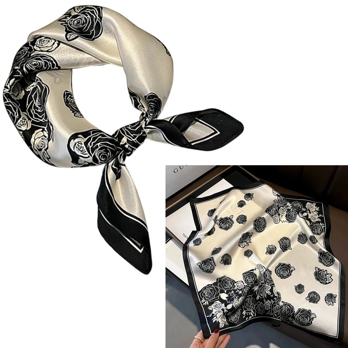 Foulard Carré Soie Mûrier 100% Floral 53cm Femme | MDN Store