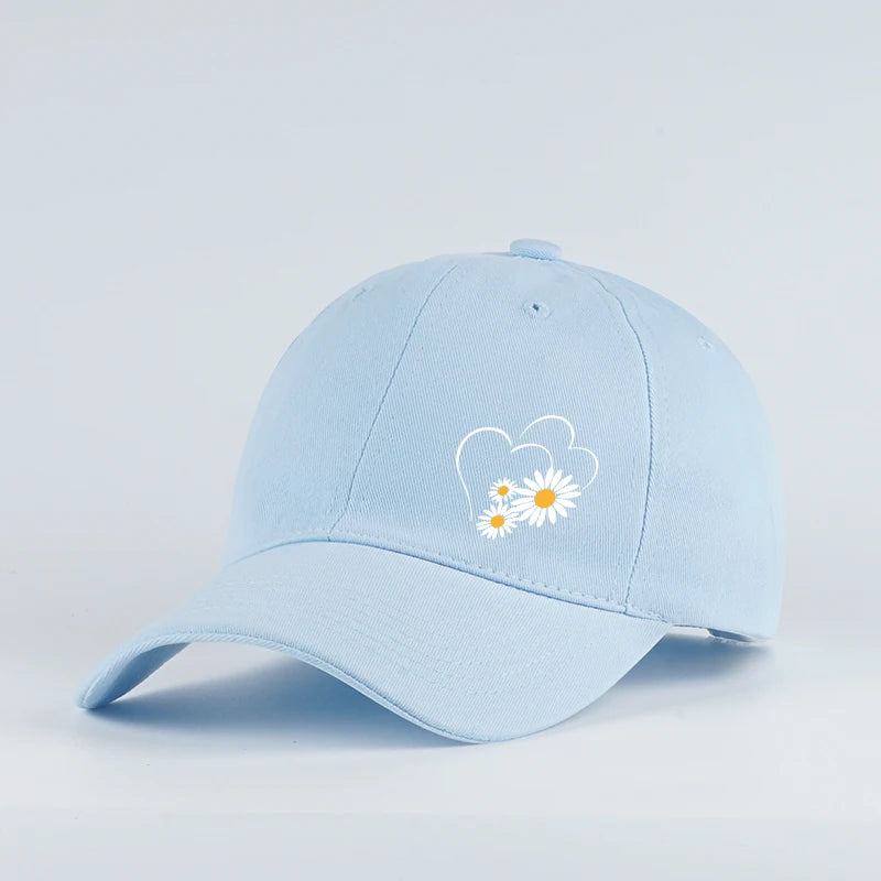 Casquette Baseball Visiere Souple Imprime Coeur Daisy Femme Reglable | MDN Store 25