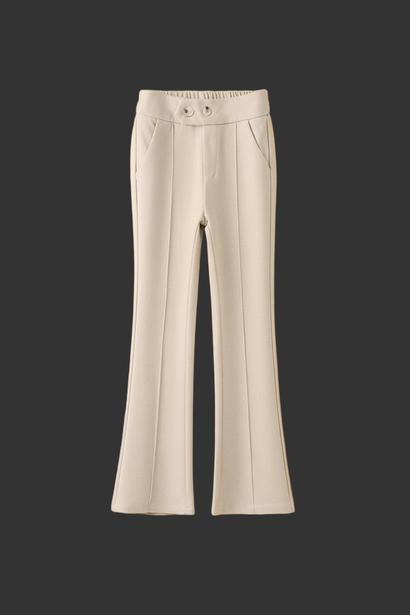 Pantalon Laine Évasé Femme Gris Clair Bureau | MDN Store