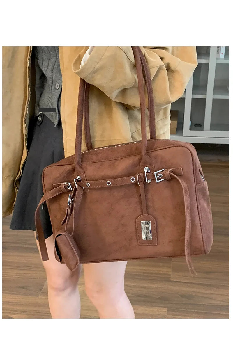 Sac Tote Femme Grande Capacité Cuir Suédé MDN - Vintage Élégant Bureau