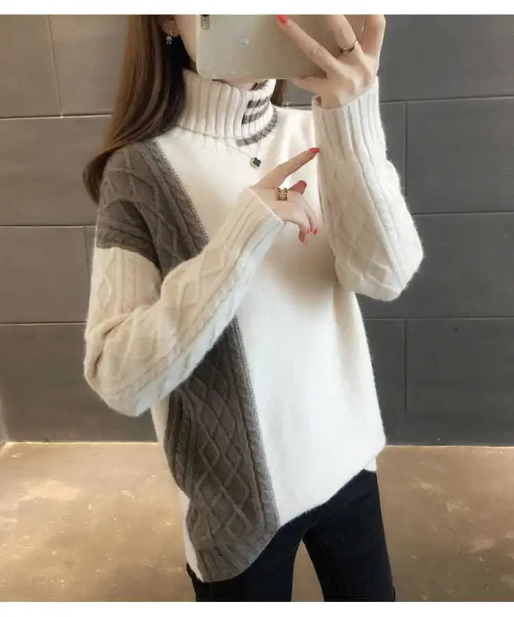 Pull Femme Col Polo Double Polaire Epais Ample Fit Grande Taille S-3XL | MDN Store