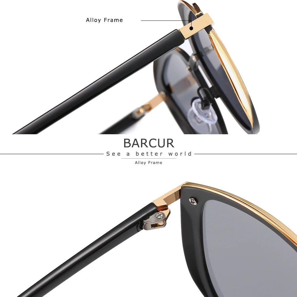 BARCUR Lunettes de Soleil Polarisées Femme Oeil de Chat UV400 | MDN Store 25