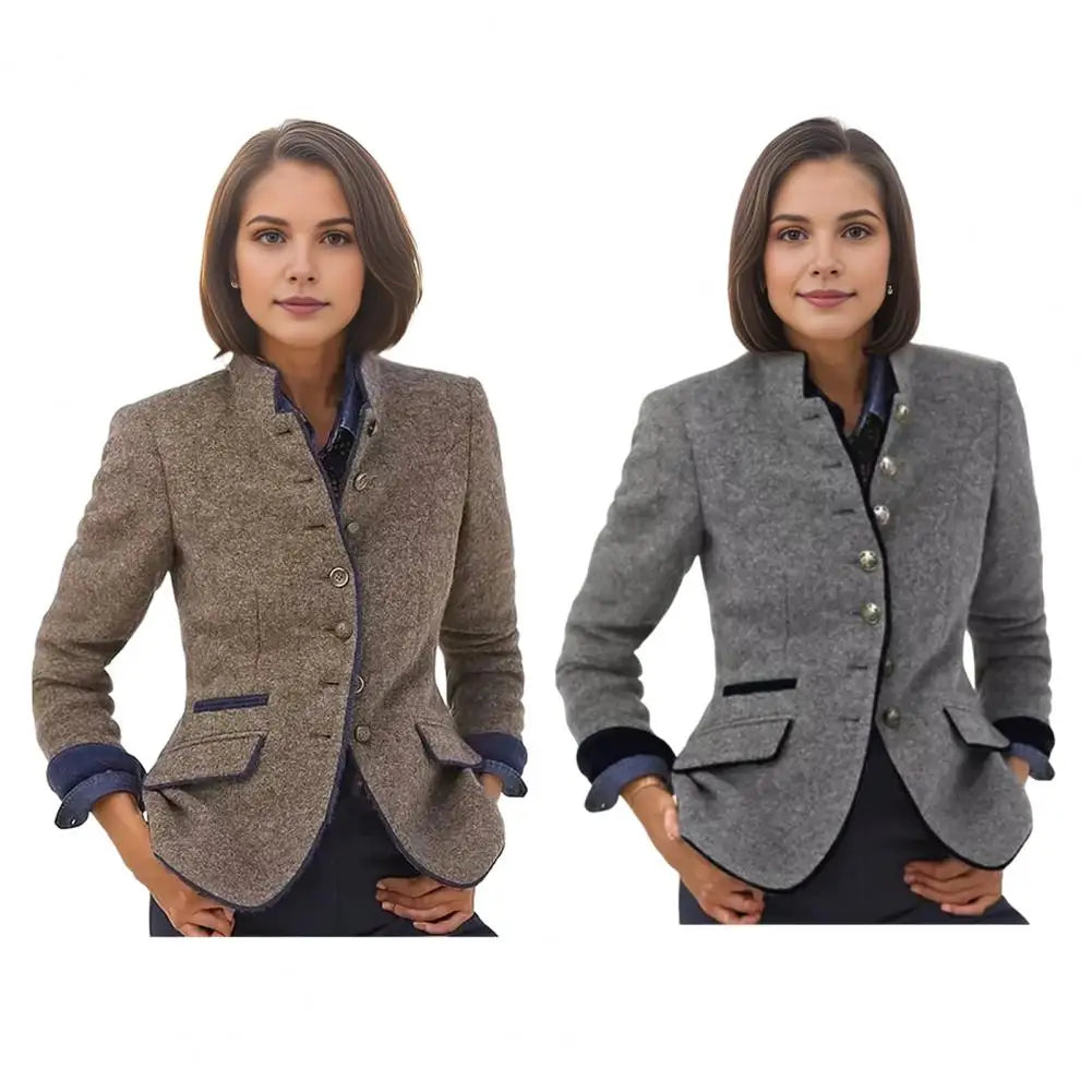 Manteau Laine Bicolore Col Montant | MDN