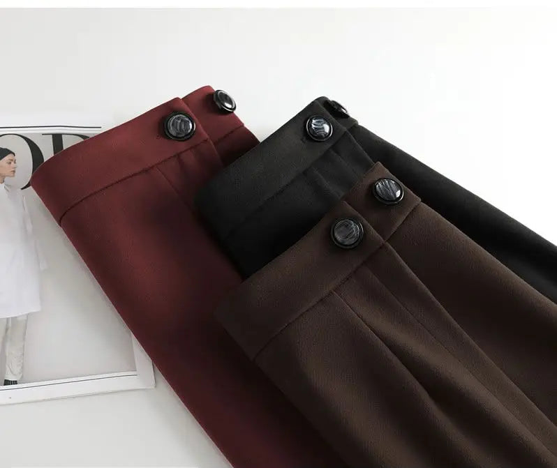 Jupe Droite Fendue en Laine Élégante Automne-Hiver | MDN Store