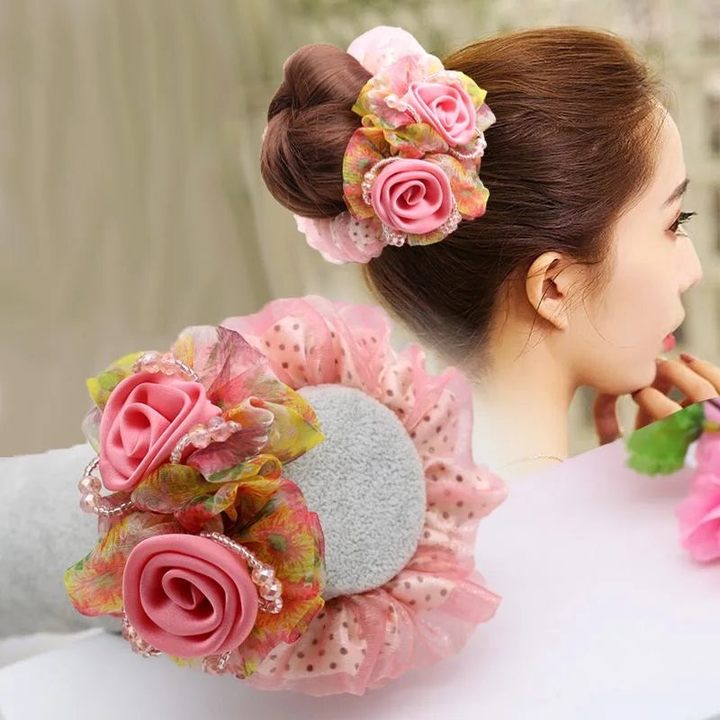 Chouchou Fleur Maille Large Élégant - Élastique Chignon Femme | MDN Store