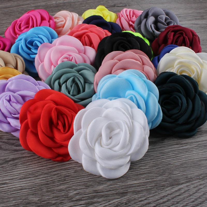 Lot de 10 Fleurs en Satin 6cm - Accessoires Cheveux Mariage | MDN Store