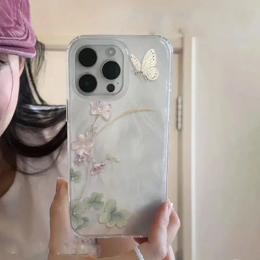 Coque iPhone Papillon Fleur Couple  16 15 14 13 12 11 Pro Max | MDN