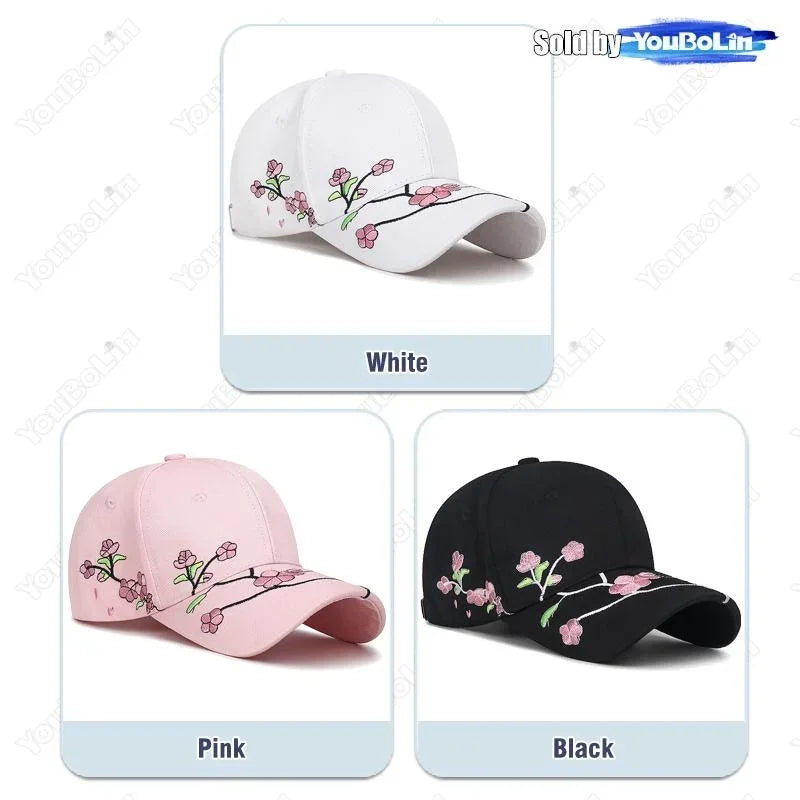 Casquette Bec de Canard Broderie Fleur de Prunier Femme Reglable | MDN Store 25