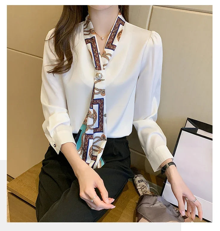 Chemise Mousseline Noeud Femme Col V | MDN Store