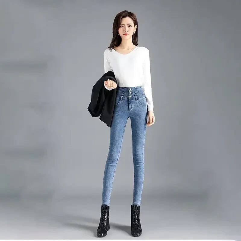 Jean Skinny Femme Doublé Polaire Bleu | MDN Store